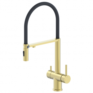 Смеситель для кухни с гибким изливом AltroBagno Flusso 050202 BG Золото матовое