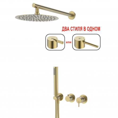 Смеситель встраиваемый для душа с 2-функ. GANZER GZ03164-S Матовое золото