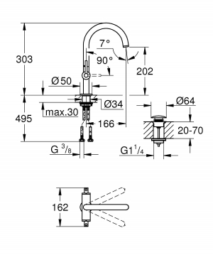 Смеситель для раковины GROHE Atrio New 21022DC3 Суперсталь