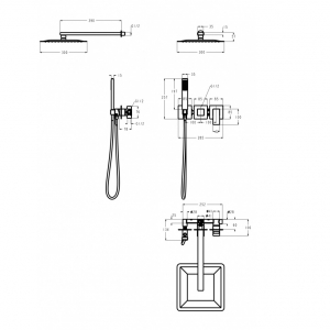 Душевая система скрытого монтажа Grocenberg GB5080MG Золото матовое