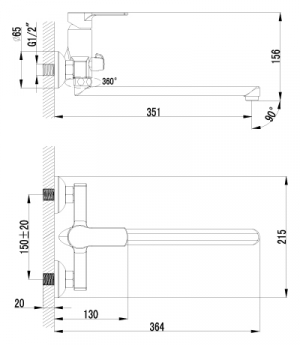 Cмеситель для ванны Lemark Plus Grace LM1551C Chrome