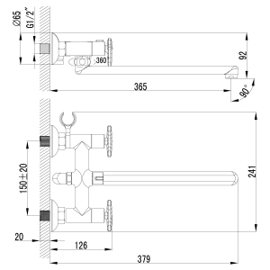 Cмеситель для ванны Lemark Plus Spirit LM1951C Chrome