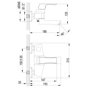 Cмеситель для ванны Lemark Unit LM4514C Chrome