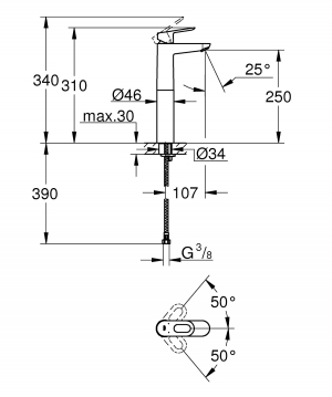 Смеситель для раковины GROHE BauLoop, XL-Size, 23764000 Хром