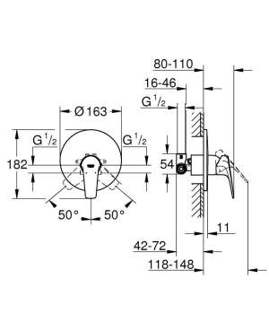 Смеситель для душа GROHE BauFlow 29112000 Хром