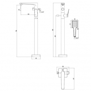 Cмеситель напольный Lemark Bronx LM3744GM Графит