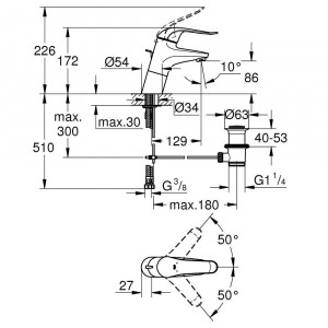 Смеситель для раковины GROHE Euroeco Special Grande 32766000 Хром