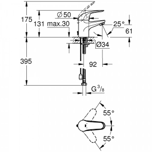 Смеситель для раковины GROHE Euroeco 32881000 Хром