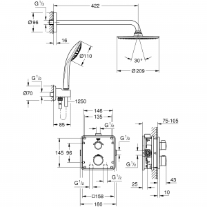 Набор для комплектации душа GROHE Grohtherm 34734000 Хром