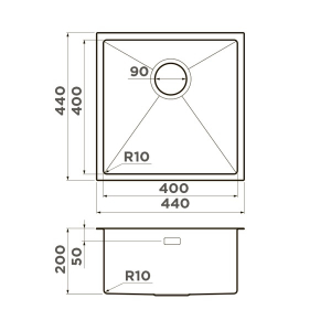 Кухонная мойка Omoikiri Taki 44-U/IF-IN 4973044 Нержавеющая сталь