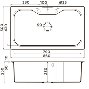 Кухонная мойка Omoikiri Maru 86-BL 4993138 Черный