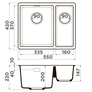 Кухонная мойка Omoikiri Kata 55-2-U-BE 4993387 Ваниль