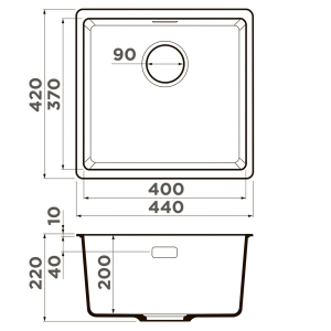 Кухонная мойка Omoikiri Kata 44-U-BL 4993403 Черный