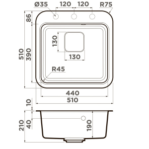 Кухонная мойка Omoikiri Tasogare 51-BL 4993742 Черный