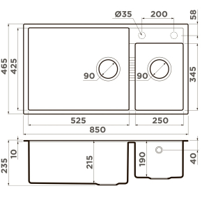 Кухонная мойка Omoikiri Tedori 85-2-U-PL 4993947 Платина
