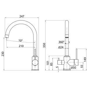 Смеситель для кухни под фильтр Elghansa 56B5216-Steel Нержавеющая сталь