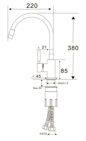 Cмеситель для кухни HANSEN H53304G Сатин
