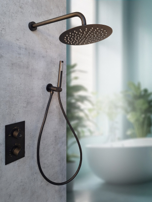 Душевая система с термостатом AltroBagno Unione 040408 MB Черный матовый