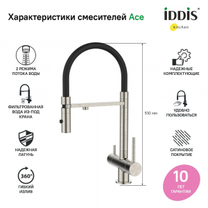 Cмеситель для кухни Iddis Ace ACEBNFFi05 Сатин
