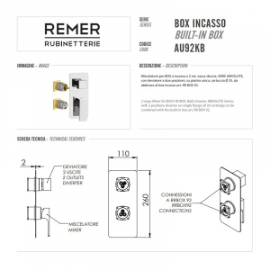 Смеситель для душа встраиваемый Remer Absolute AU92KBBO Белый