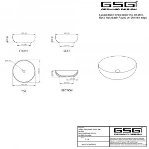 Раковина накладная GSG EASY EALAVRO45020 Серый цемент
