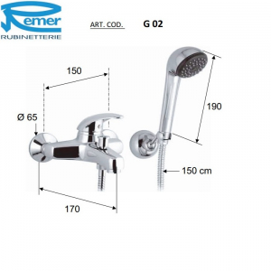 Cмеситель для ванны Remer Giga G02 Хром