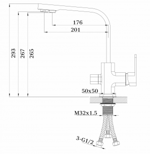 Cмеситель для кухни под фильтр GANZER STEFAN GZ12025C BLACK