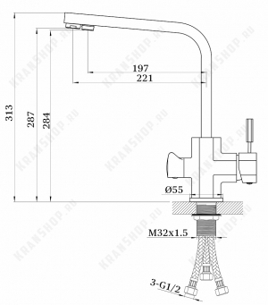 Смеситель для кухни GANZER GZ16034B с подключением к фильтру питьевой воды светло-бежевый