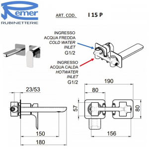 Cмеситель для раковины Remer Infinity I15PDO Золото