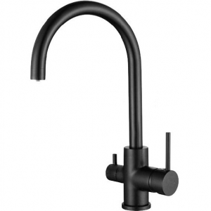 Черный смеситель для кухни с подключением к фильтру KorDi Black Night KD 3108-L045 Black Matt