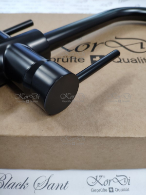 Черный смеситель для кухни с подключением к фильтру KorDi Black Night KD 3108-L045 Black Matt