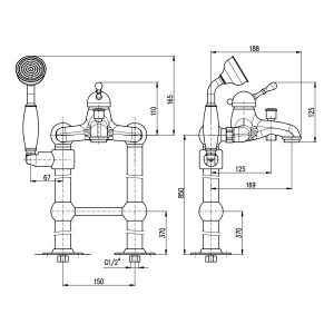 Cмеситель для ванны напольный Rav Slezak Labe L050.5/2Z золото