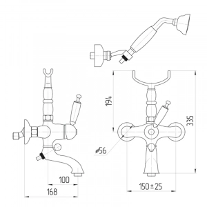 Смеситель для ванны Migliore Oxford ML.OXF-6302.BI.BT