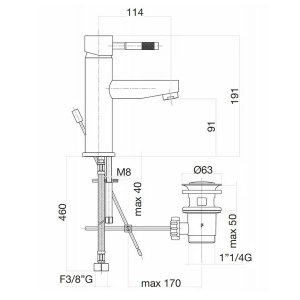 Cмеситель для раковины Webert Rimini RI830102010 Золото