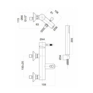 Cмеситель для ванны Webert Rimini RI850101010 Золото