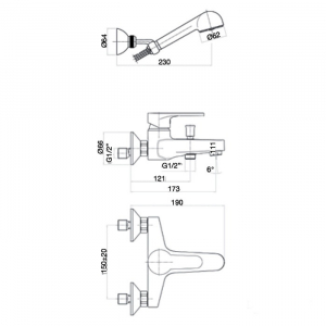 Cмеситель для ванны Webert Sax Evolution SE850101560 Черный матовый