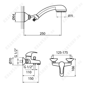 Cмеситель для ванны Webert Sax SX850101015 Хром