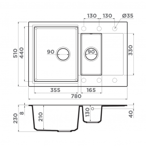 Кухонная мойка Omoikiri Daisen 78-2T WH 4993530 Белый