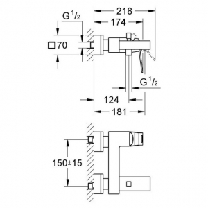 Смеситель для ванны GROHE Eurocube 23140000