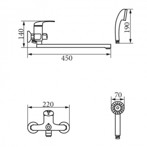 Смеситель для ванны Veragio PONT VR.PNT-2105.CR
