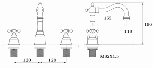 Смеситель на борт раковины GANZER GZ09114-E Золото