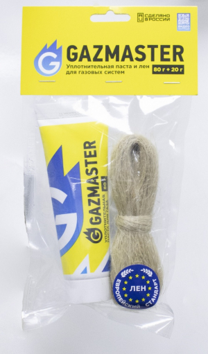 Комплект (паста уплот. для ГАЗА 80г.+20г. лен) GAZMASTER 61164