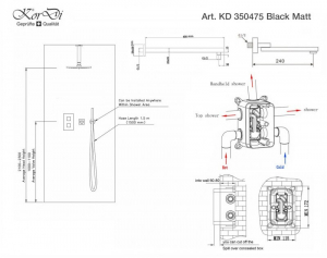 Душевая система с термостатом KorDi Black Night KD 350475 Black Matt