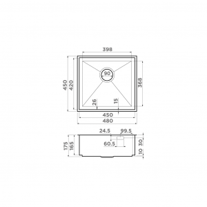 Кухонная мойка Omoikiri Kasen 48-26 INT GM 4997058 Вороненая сталь