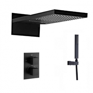 Душевая система с термостатом KorDi Black Night KD 550420 Quadro Black Matt