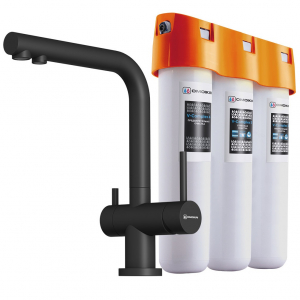 Смеситель для кухни + фильтр Omoikiri PURE DROP LITE + NAGANO BL-P 4047.8028P Черный