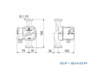 Циркуляционный насос UPS 25 х 40 - 130мм (ОРИГИНАЛ) для теп. пола GRUNDFOS GR-96281376