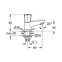 Вентиль для раковины GROHE Costa L без функции смесителя 20474001 Хром