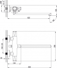 Смеситель для ванны Kaiser Suer 46155 Chrome