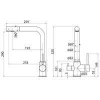 Смеситель для кухни под фильтр Elghansa 56A5216-Steel Нержавеющая сталь